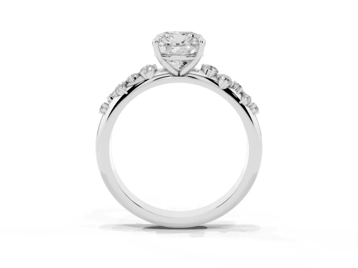 Cushion Cut Diamond Cluster Prong-Set Solitaire Ring Platinum