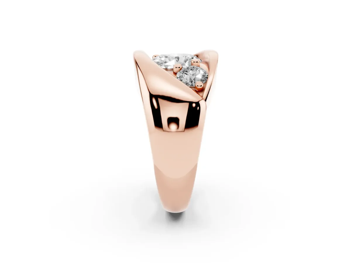 Channel Set Oval Cut Diamond Crossover Band Rose gold