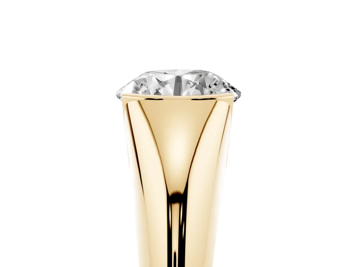 Round Cut Solitaire Tension Set Diamond Ring Yellow gold