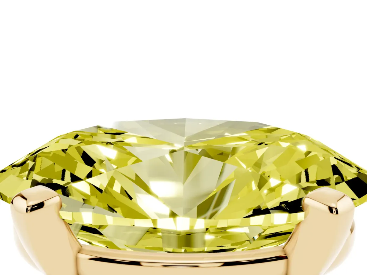 Fancy Yellow Oval Cut Diamond Solitaire Ring with Prong Setting and Classic Band Yellow gold