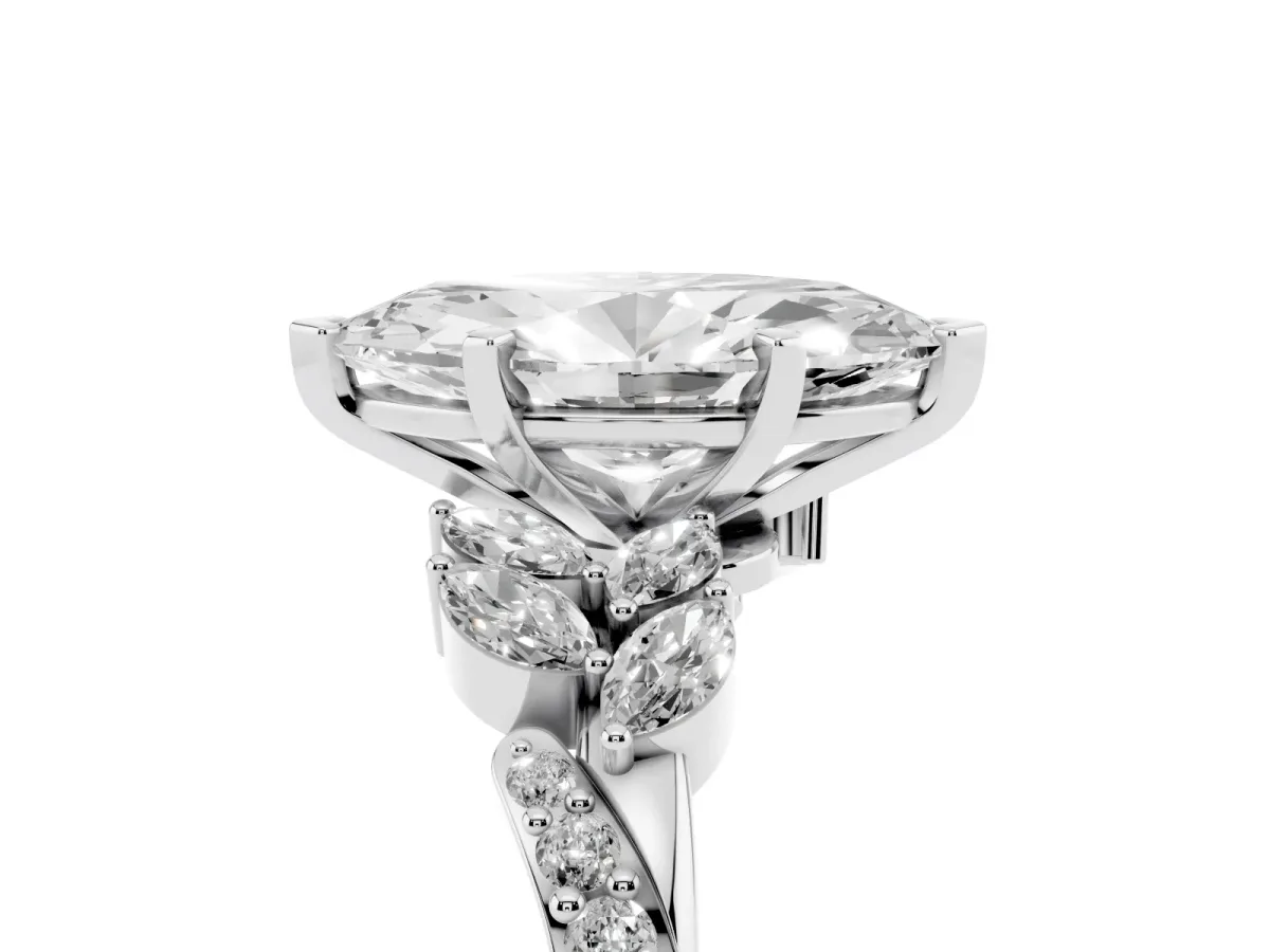 Marquise Cut Solitaire Marquise Twist Band with Six-Prong Setting Silver