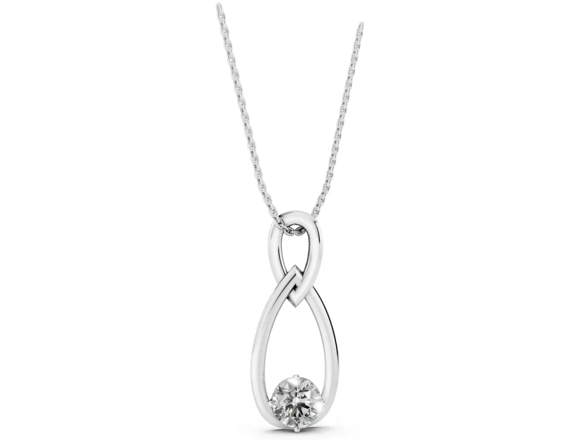 Round Solitaire Bezel Infinity Pendant Silver