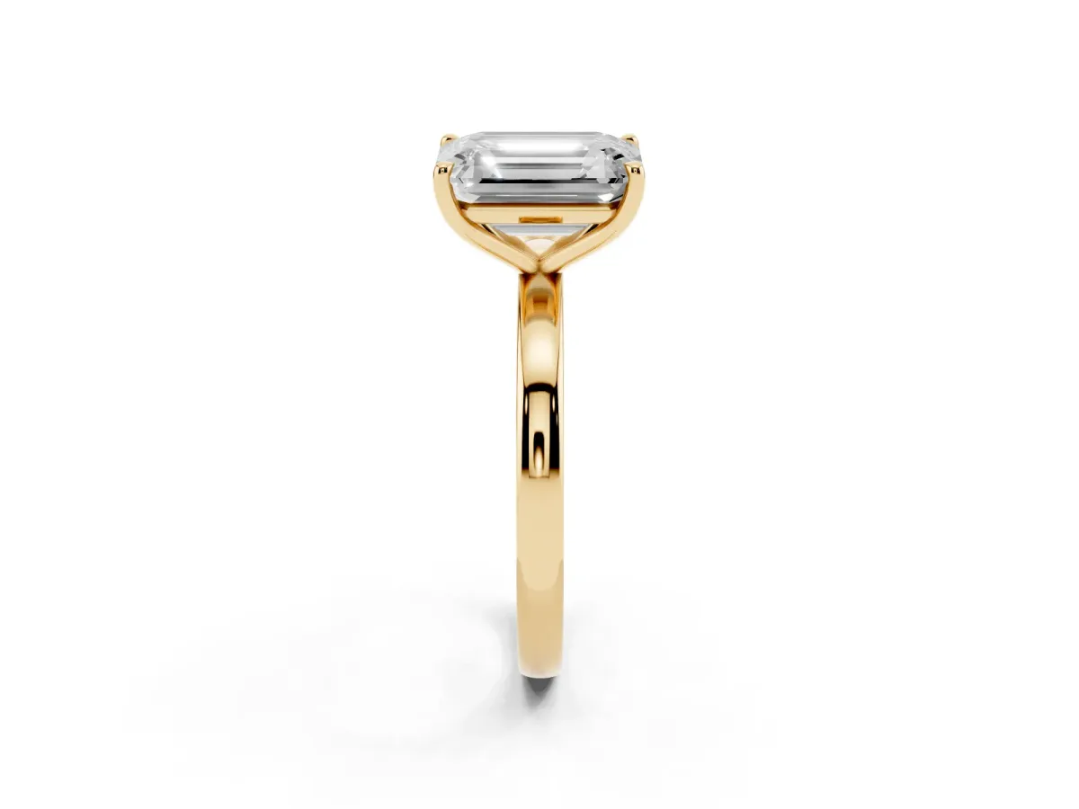 Fancy Yellow Oval Cut and Emerald Cut Toi Moi Ring with Prong Setting Yellow gold