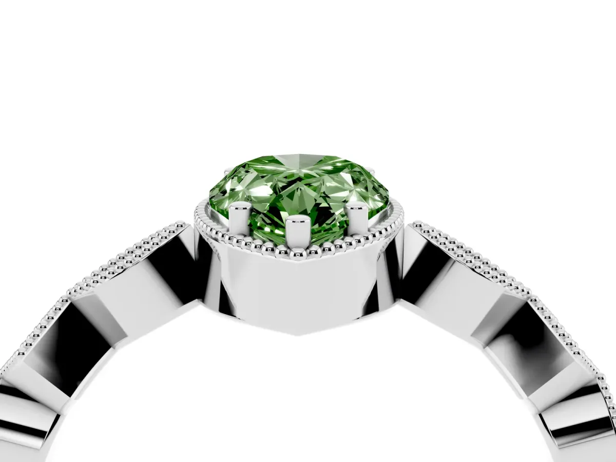 Fancy Green Pear Cut Milgrain Marquise Diamond Twist Band Ring Silver