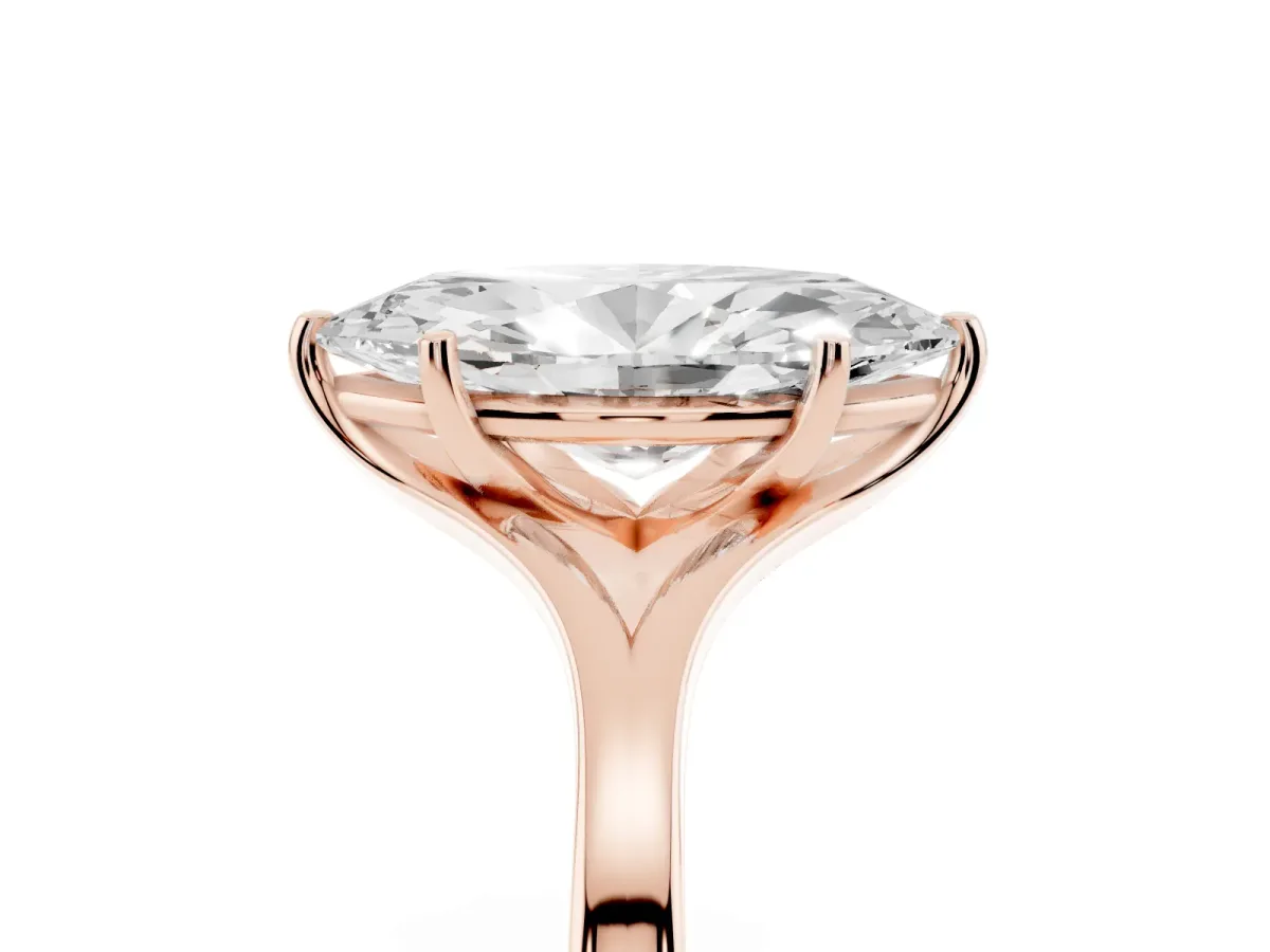 Marquise Cut Solitaire Diamond Ring with Six-Prong Setting and Tapered Band Rose gold