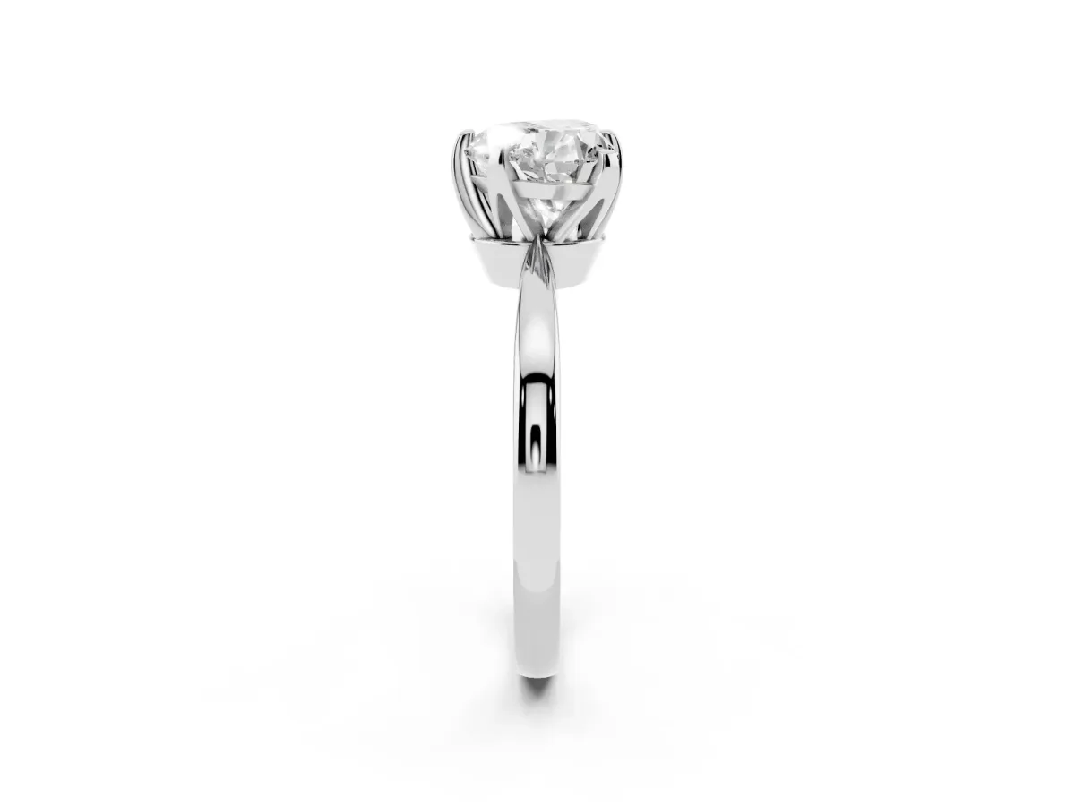 Heart Cut Solitaire Engagement Ring with Six-Prong Setting and Tapered Band Silver