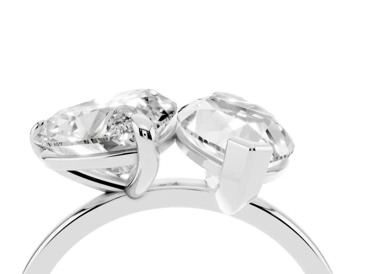 Heart and Marquise Toi Moi Ring with Prong Setting and Micro Pave Band White gold