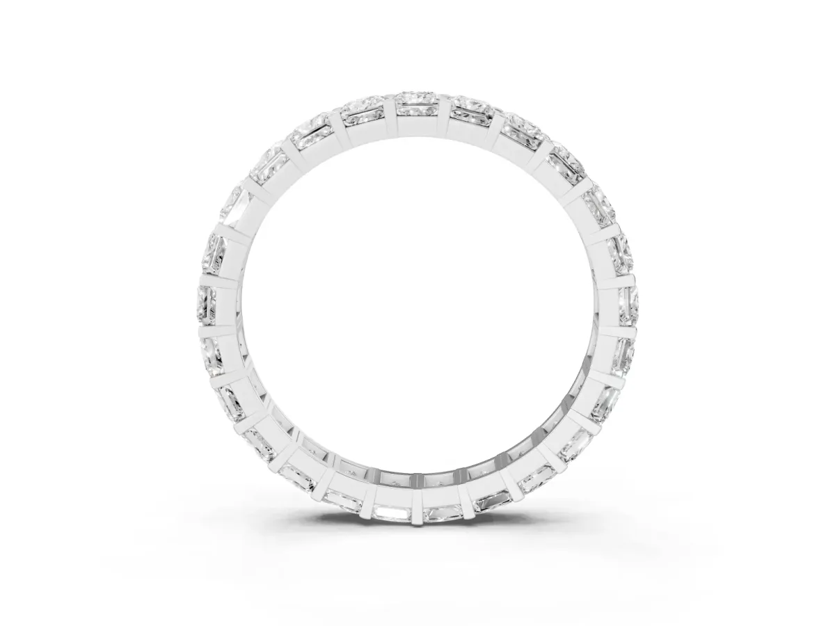 Princess Cut Diamond Eternity Band with Channel Setting and Shared Prong Silver