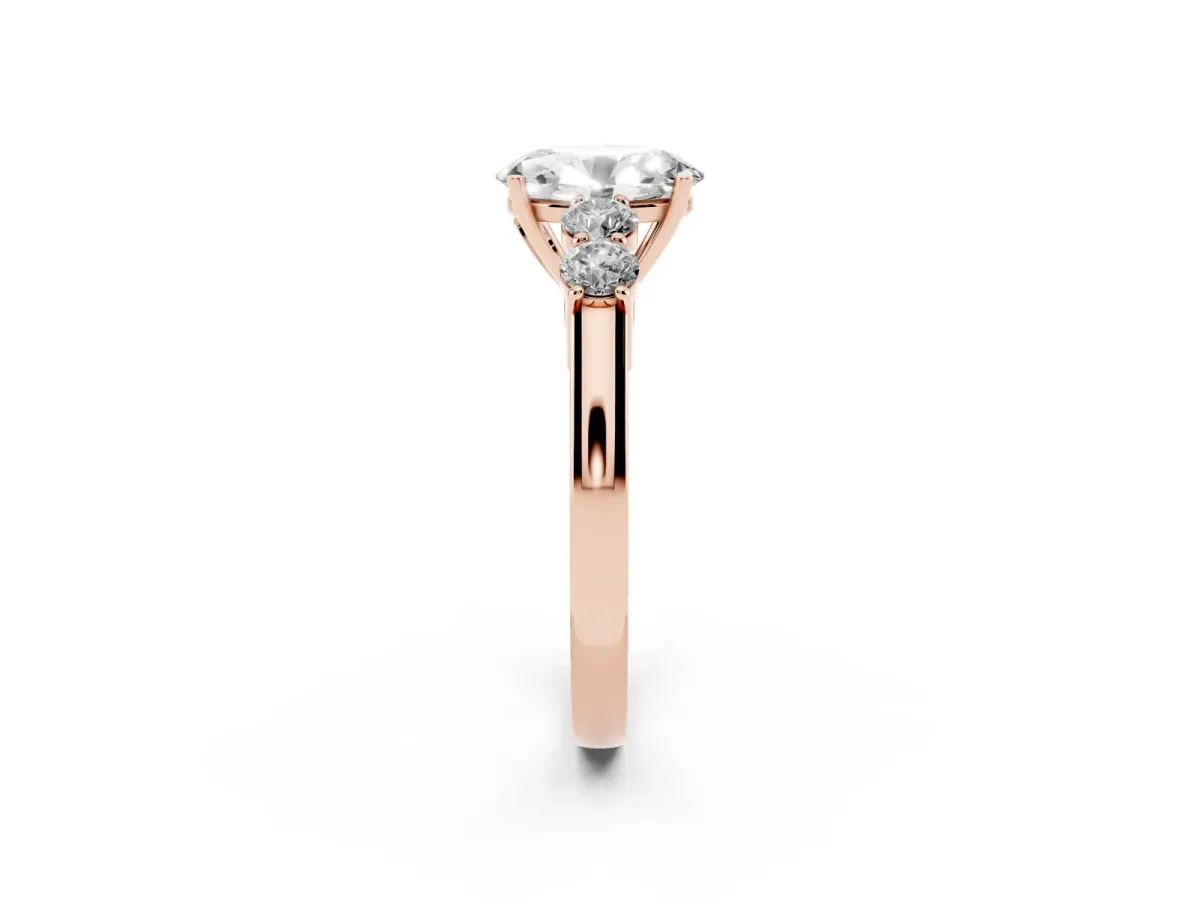 Oval Cut Cut Diamond Five-Stone Prong Set White Gold Ring Rose gold