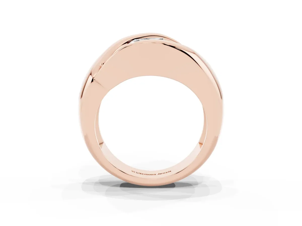 Channel Set Heart Cut Diamond Crossover Band Rose gold