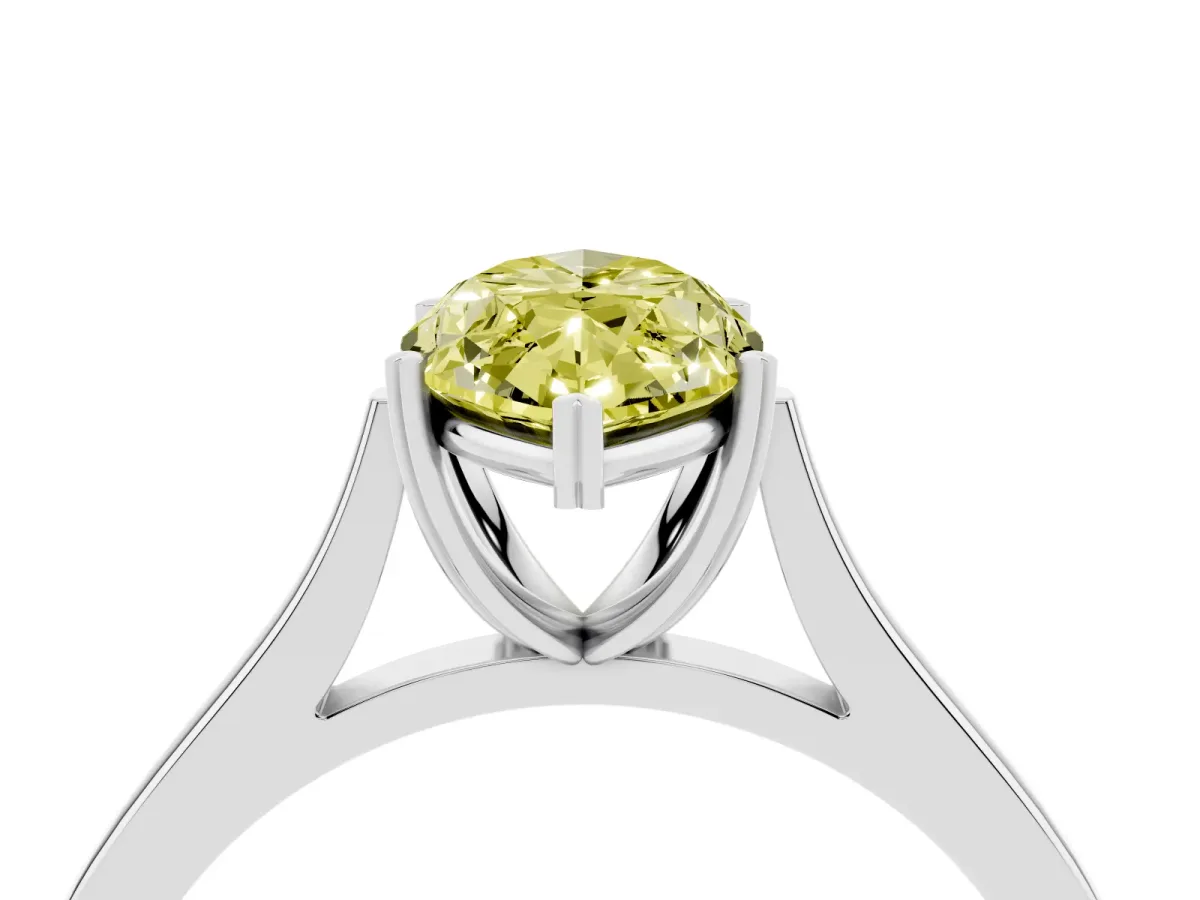 Fancy Yellow Marquise Cut Solitaire Heart Prong Engagement Ring with Tapered Band White gold