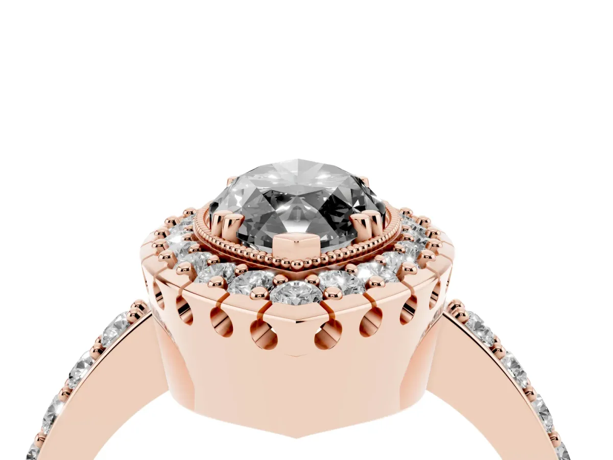 Fancy Black Marquise Cut Diamond Halo Ring with Pavé Band and Prong Setting Rose gold
