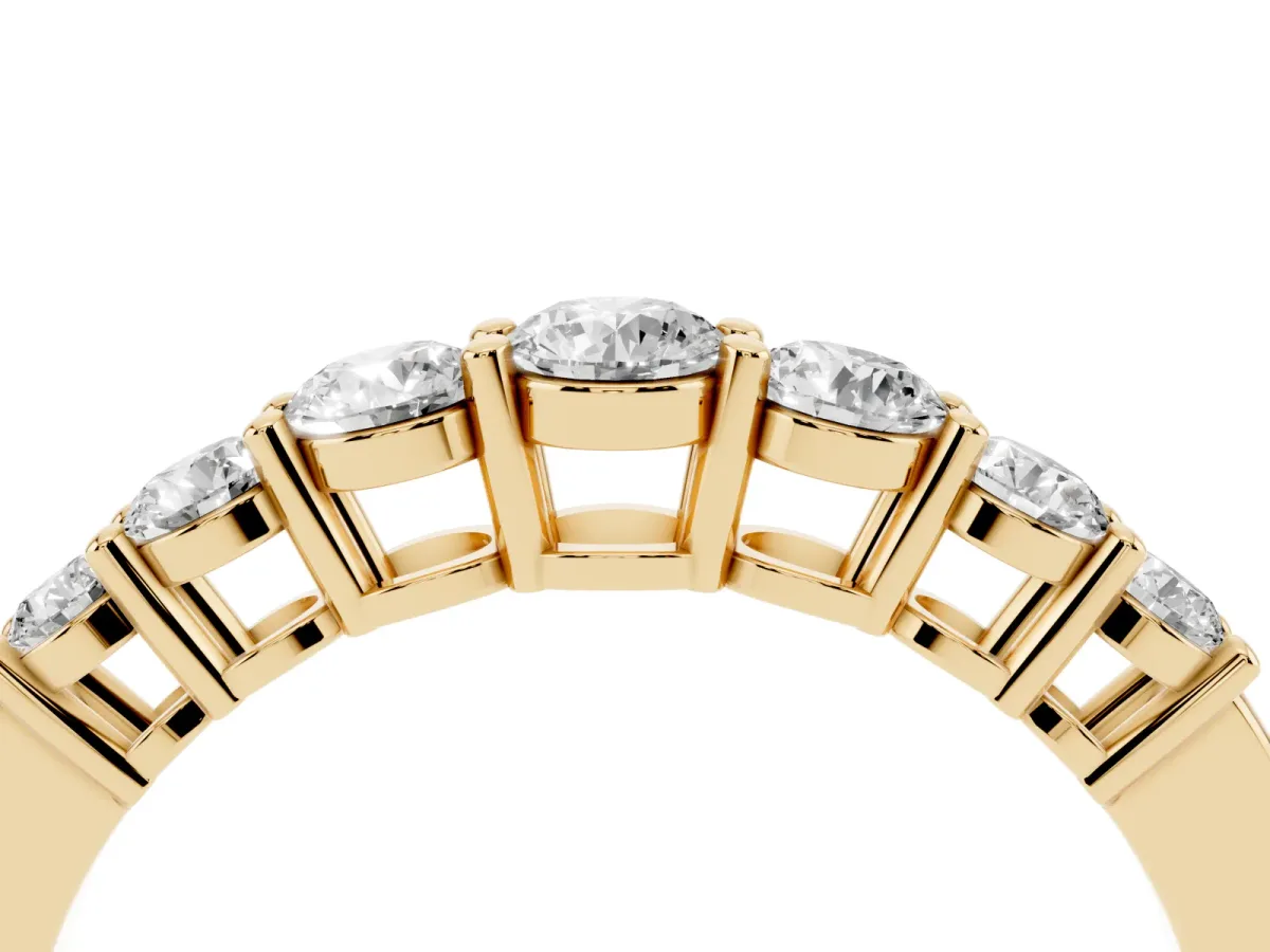 Round Diamond Prong-Set Half-Eternity Band Yellow gold