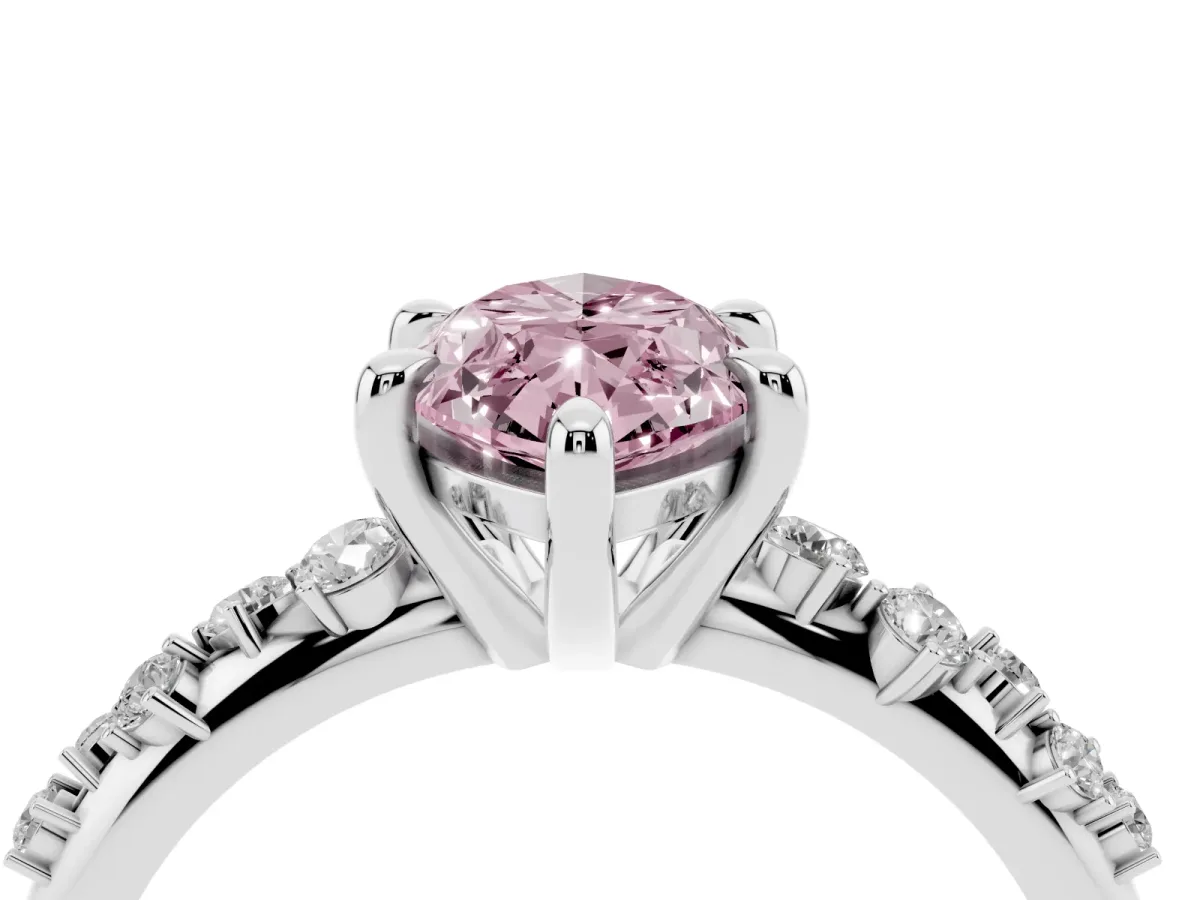 Fancy Pink Marquise Cut Cut Diamond Vine Band with Four-Prong Setting Silver