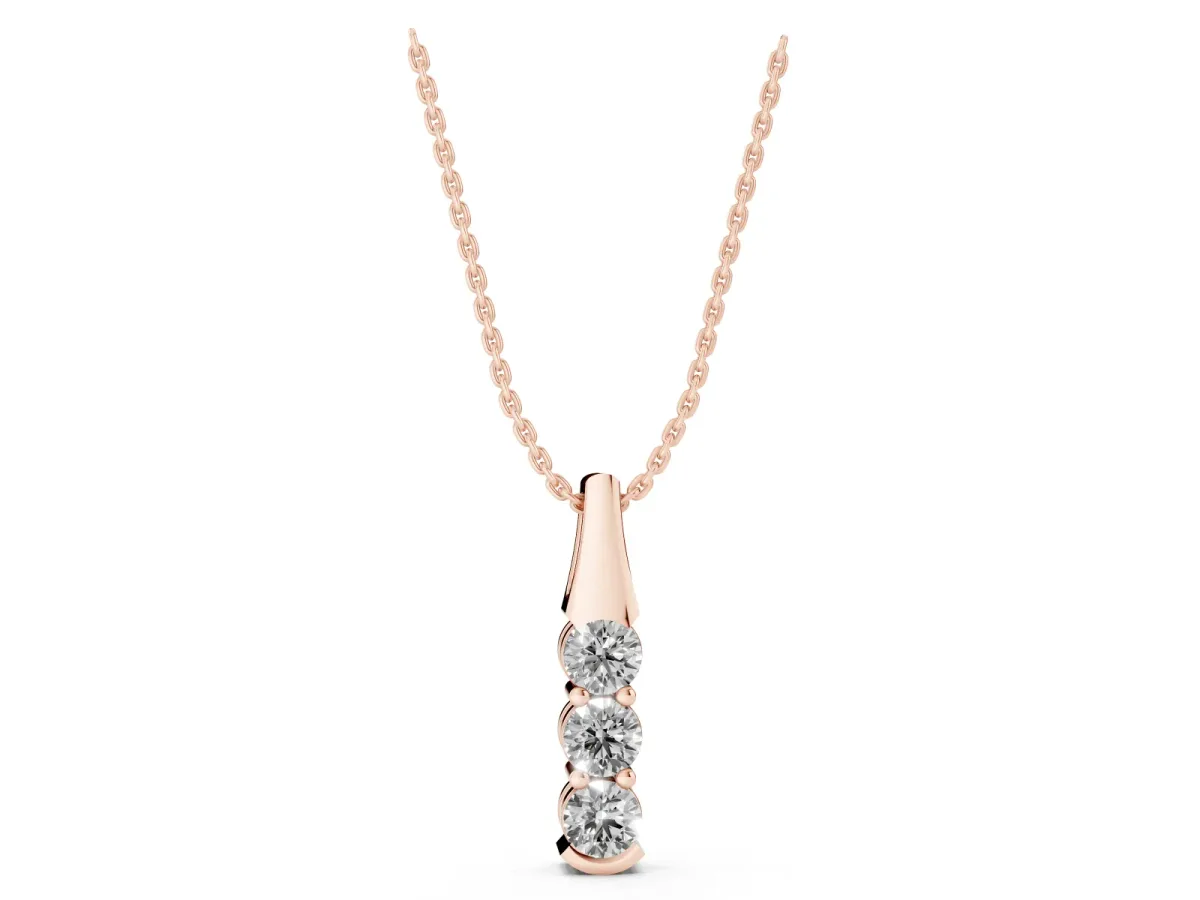 Four-Stone Round Diamond Channel-Set Pendant Rose gold