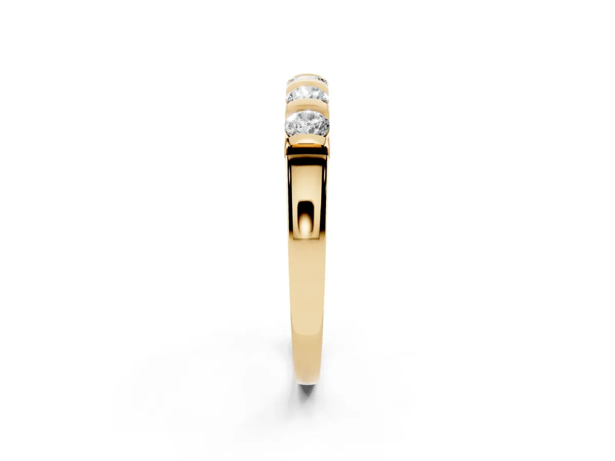 Five-Stone Round Diamond Half-Eternity Bar-Set Ring Yellow gold