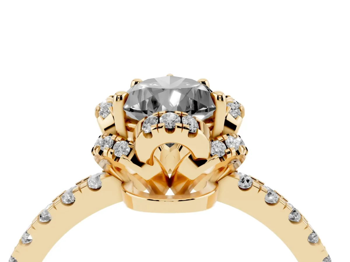 Fancy Black Pear Cut Diamond Halo Pave Band with Four-Prong Setting Yellow gold