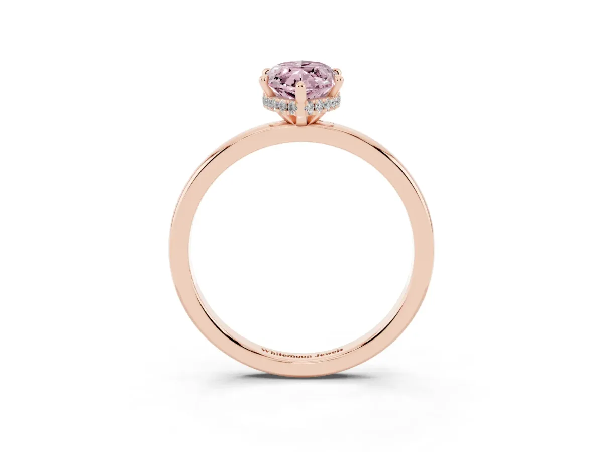 Fancy Pink Marquise Cut Solitaire Engagement Ring with Cathedral Band and Four-Prong Setting Rose gold