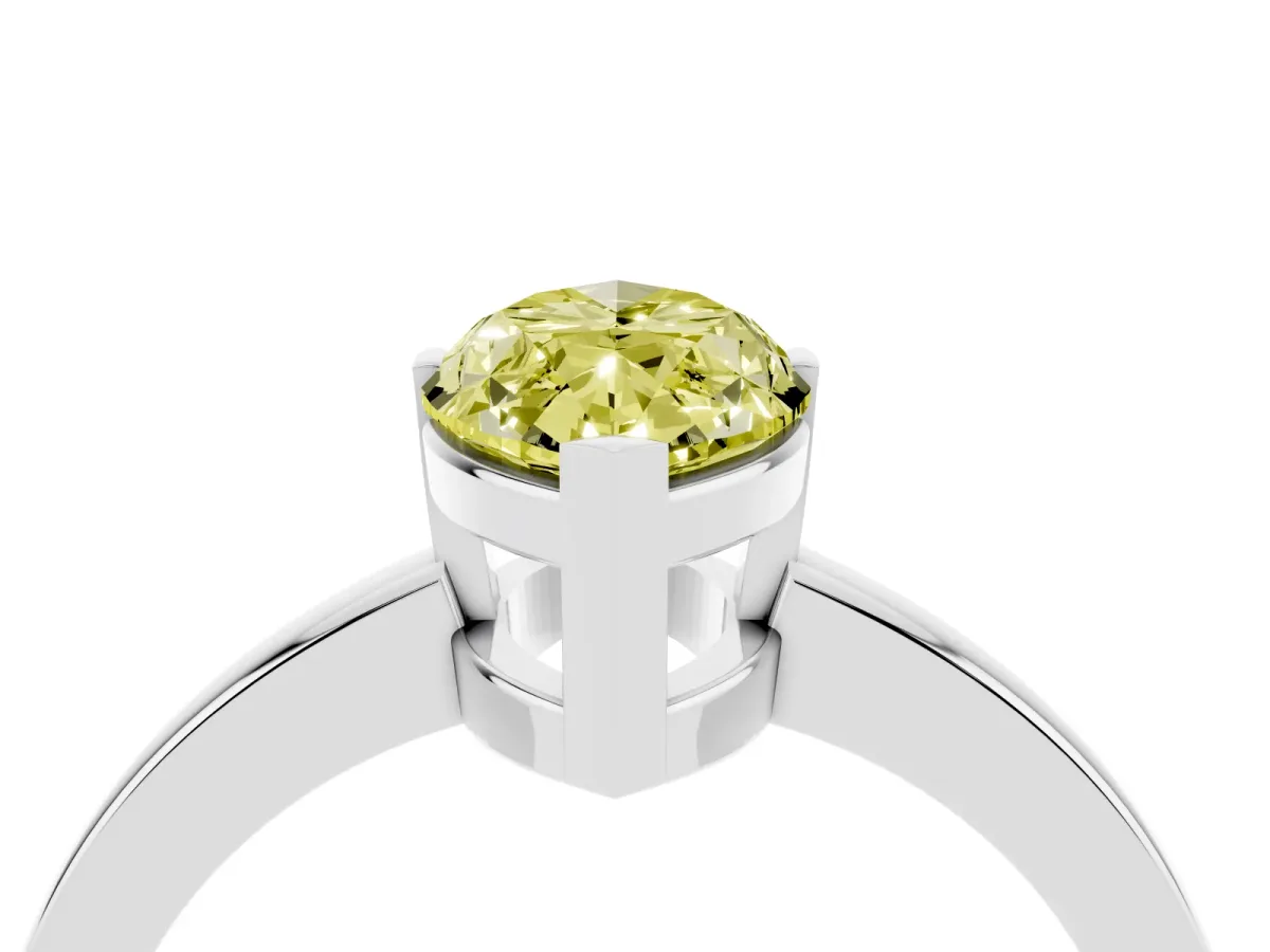 Fancy Yellow Marquise Cut Cut Solitaire Ring with Four-Prong Setting and Classic Band White gold