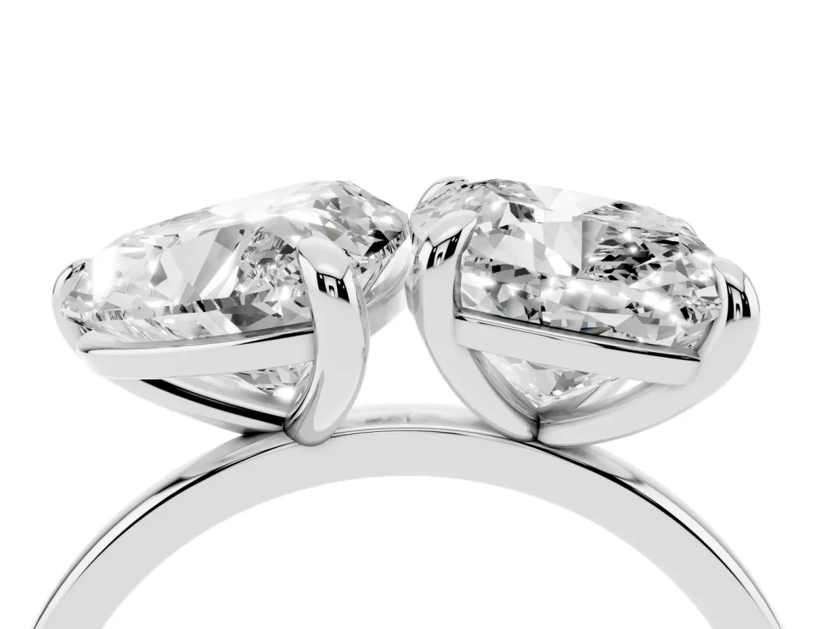 Cushion and Heart Toi Moi Ring with Prong Setting and Plain Band Silver