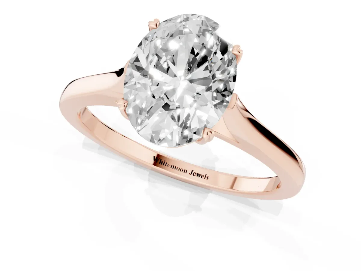 Oval Cut Solitaire Heart Prong Engagement Ring with Tapered Band Rose gold