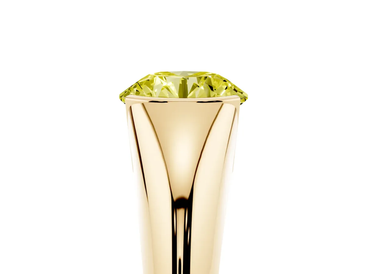 Fancy Yellow Round Cut Solitaire Tension Set Diamond Ring Yellow gold