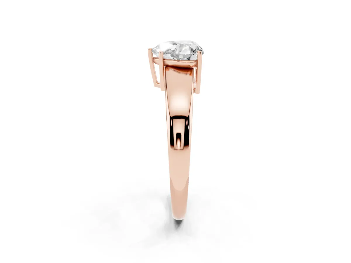 Heart Cut Solitaire Diamond Ring with Tapered Band and Four-Prong Setting Rose gold
