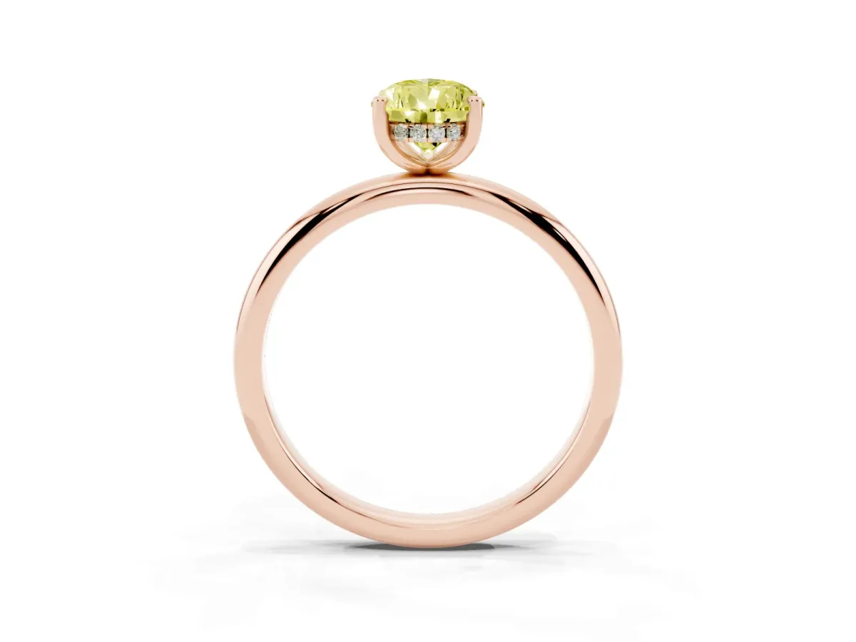 Fancy Yellow Pear Cut Cut Solitaire Engagement Ring with Four-Prong Setting and Classic Band Rose gold