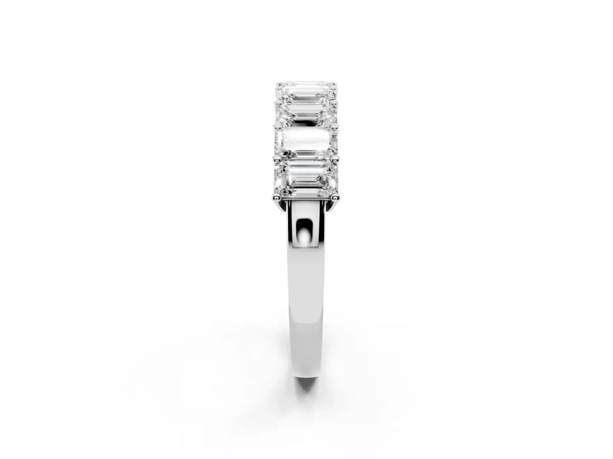 Emerald Cut Diamond Prong-Set Eternity Band Silver