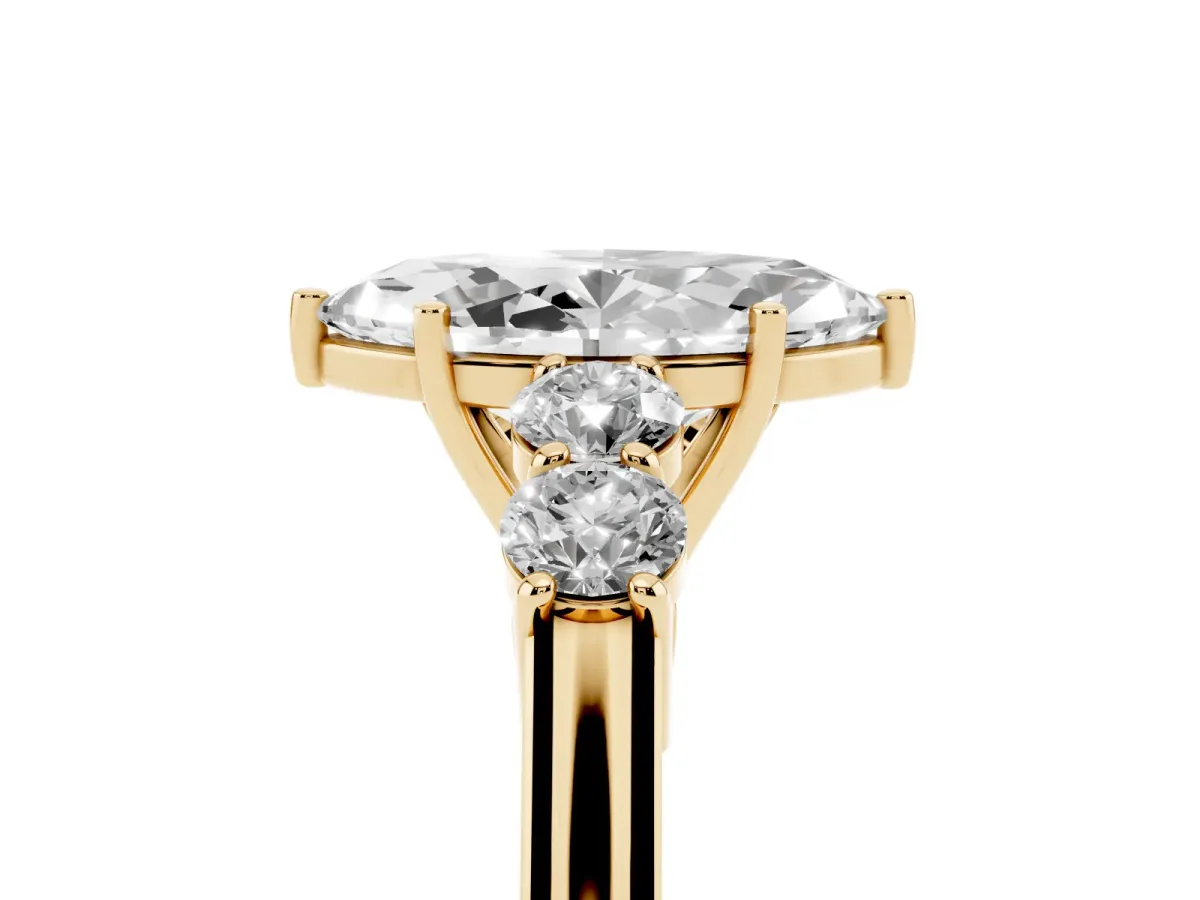 Marquise Cut Cut Diamond Five-Stone Prong Set White Gold Ring Yellow gold