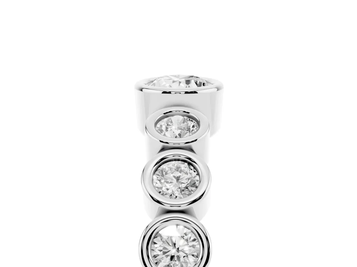 Bezel Set Oval Diamond Half Eternity Band Platinum