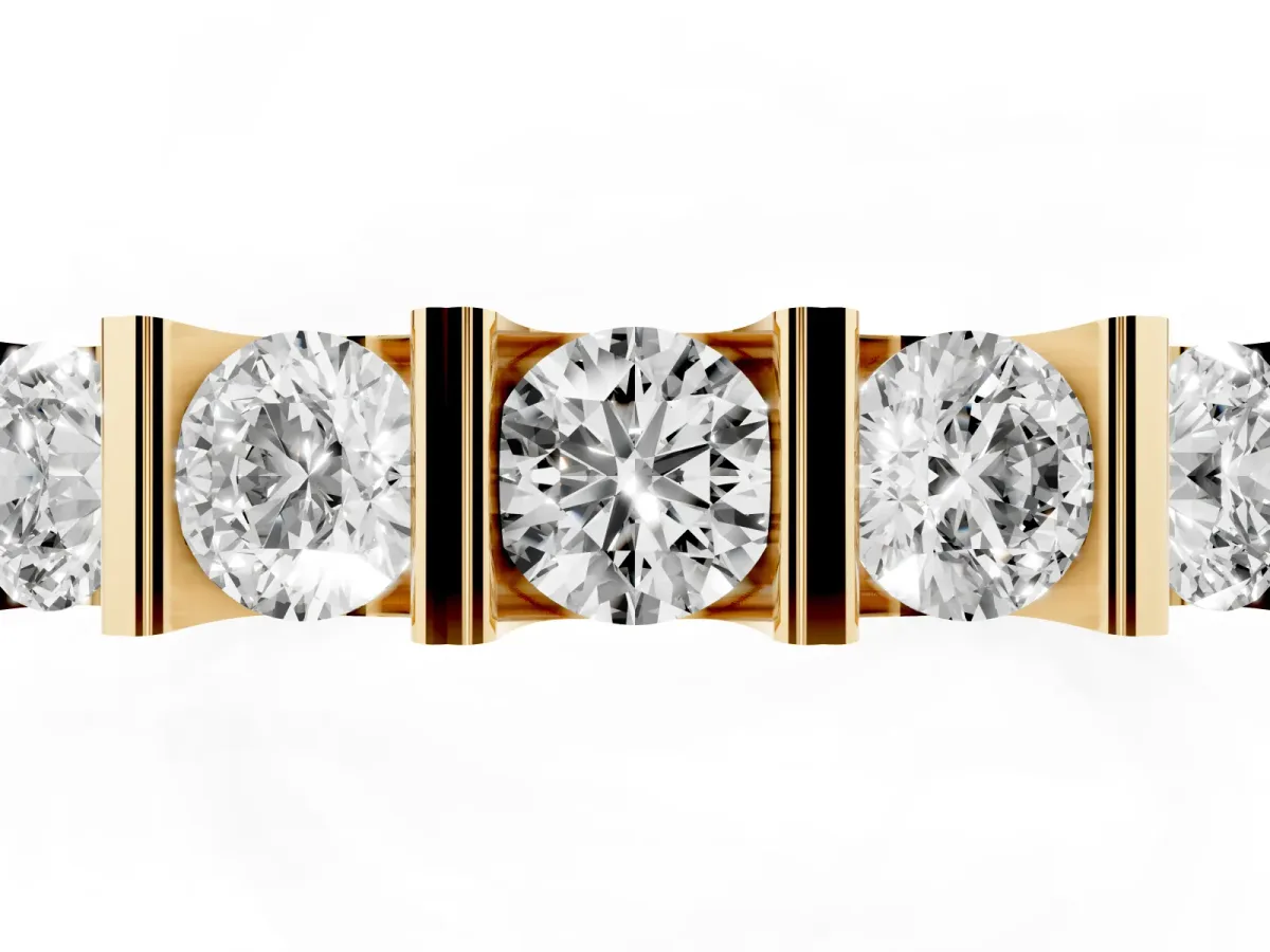 Channel-Set Round Diamond Five-Stone Band Yellow gold