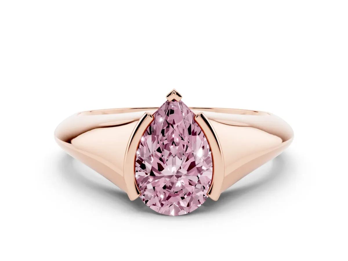 Fancy Pink Pear Cut Solitaire Tension Set Diamond Ring Rose gold