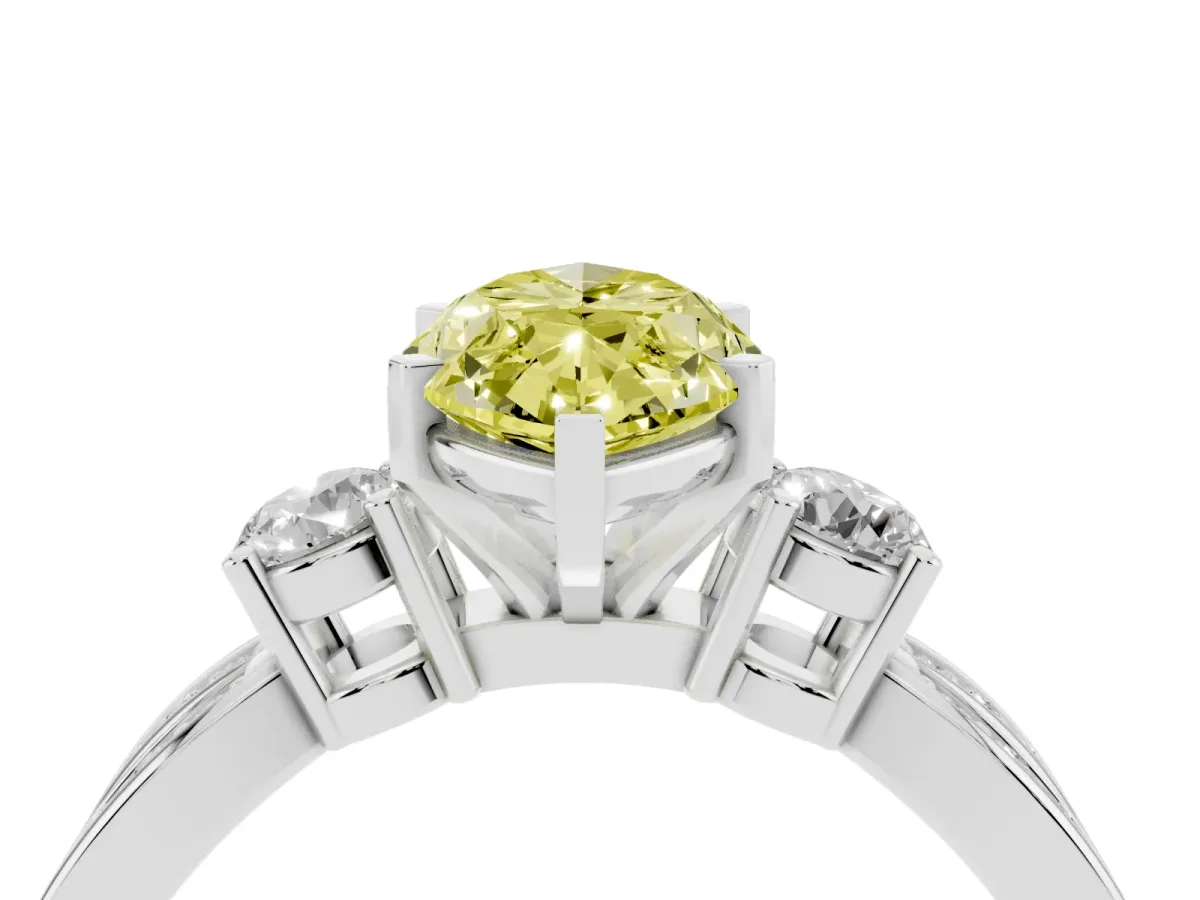 Fancy Yellow Three-Stone Marquise Cut Cut Diamond Twist Band with Prong Setting Platinum