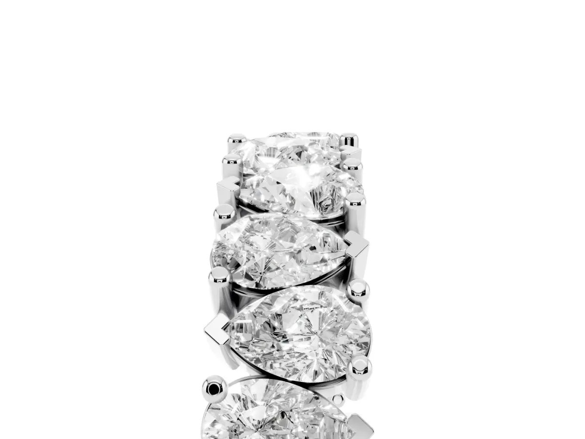 Pear Diamond Shared Prong Eternity Band Silver