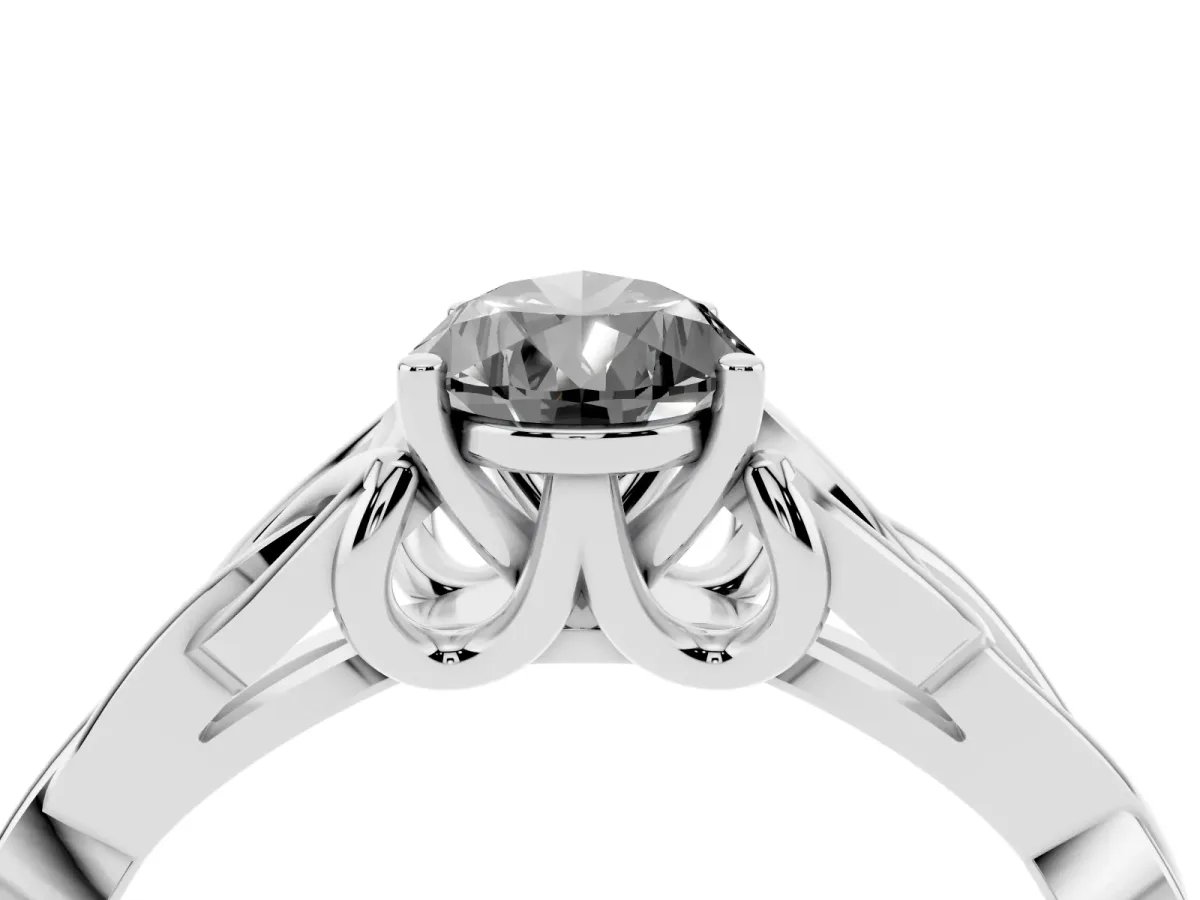 Fancy Black Pear Cut Diamond Solitaire Engagement Ring with Celtic Knot Band and Four-Prong Setting Silver