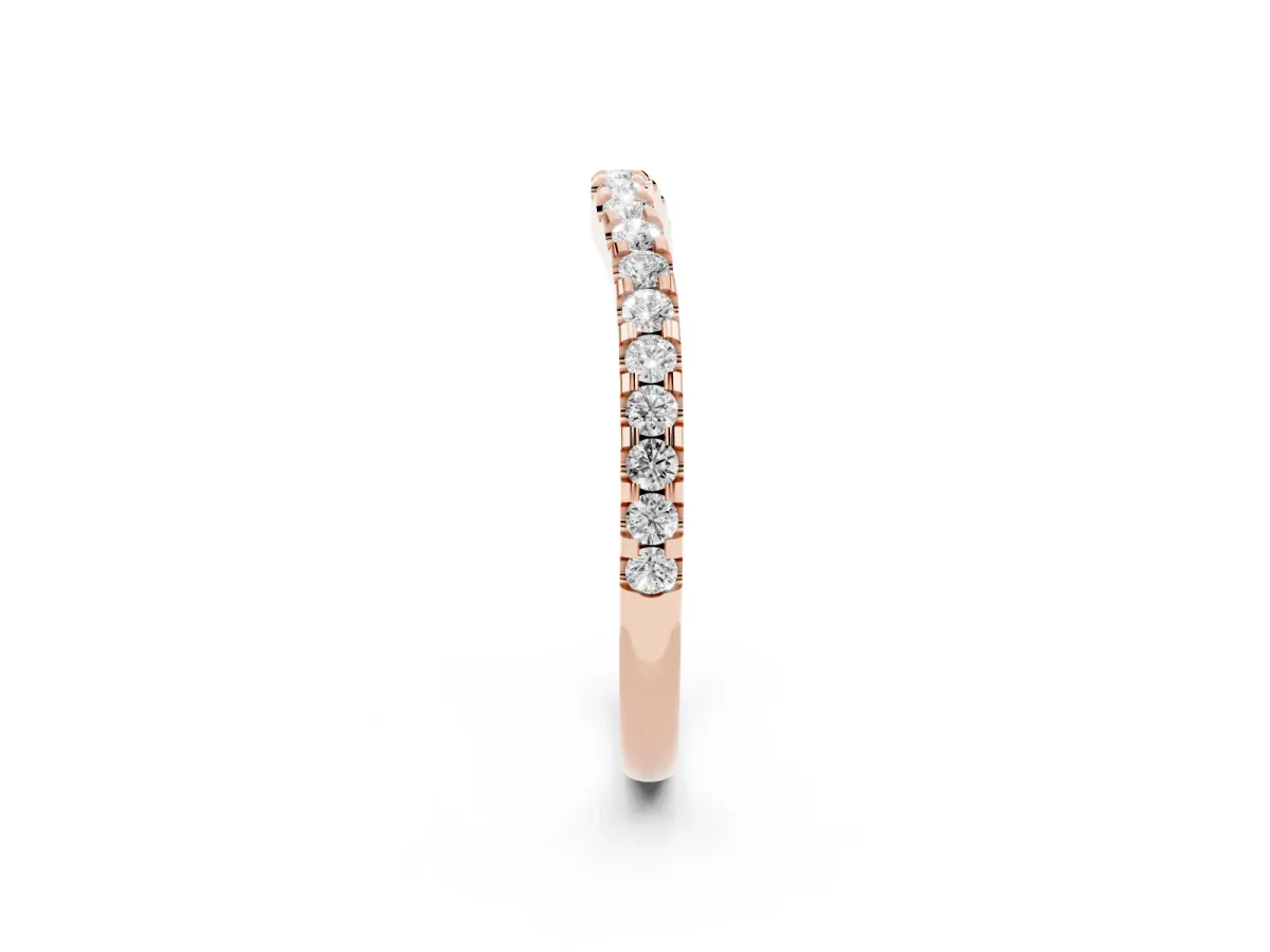 Round Diamond Pavé Curved Wedding Band Rose gold