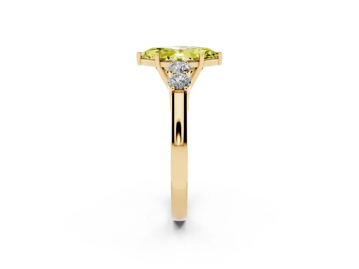 Fancy Yellow Marquise Cut Cut Diamond Five-Stone Prong Set White Gold Ring Yellow gold