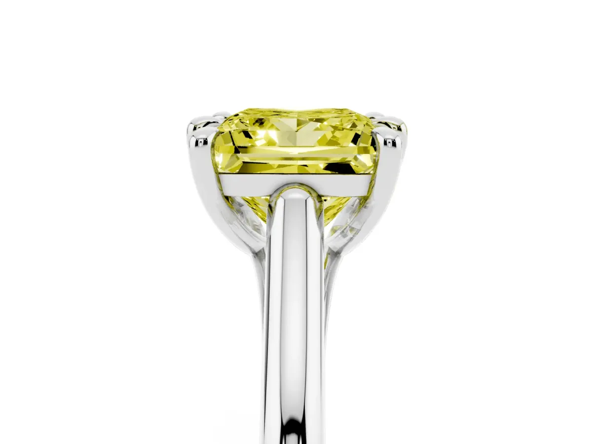 Fancy Yellow Princess Cut Solitaire Engagement Ring with Six-Prong Setting and Classic Band Silver