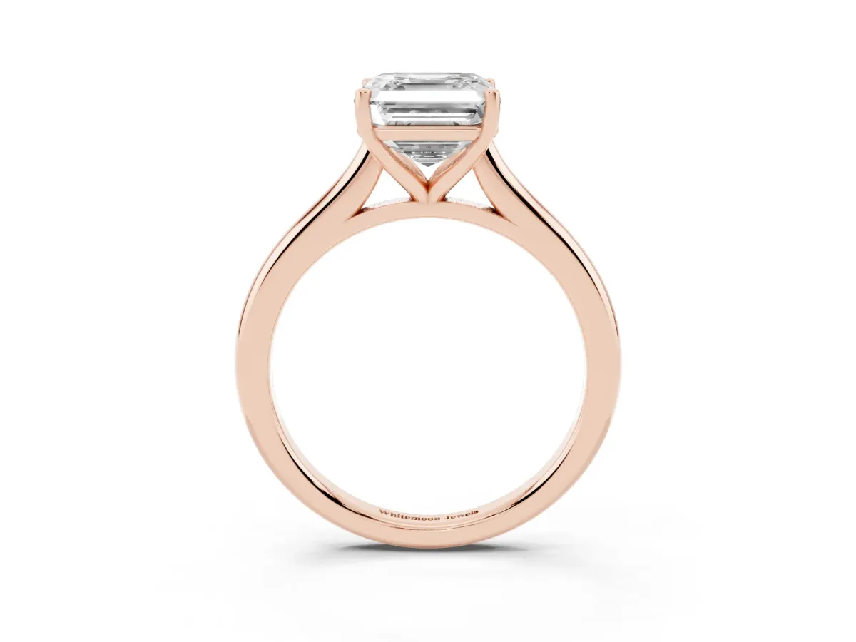 Asscher Cut Cut Solitaire Ring with Cathedral Band and Four-Prong Setting Rose gold