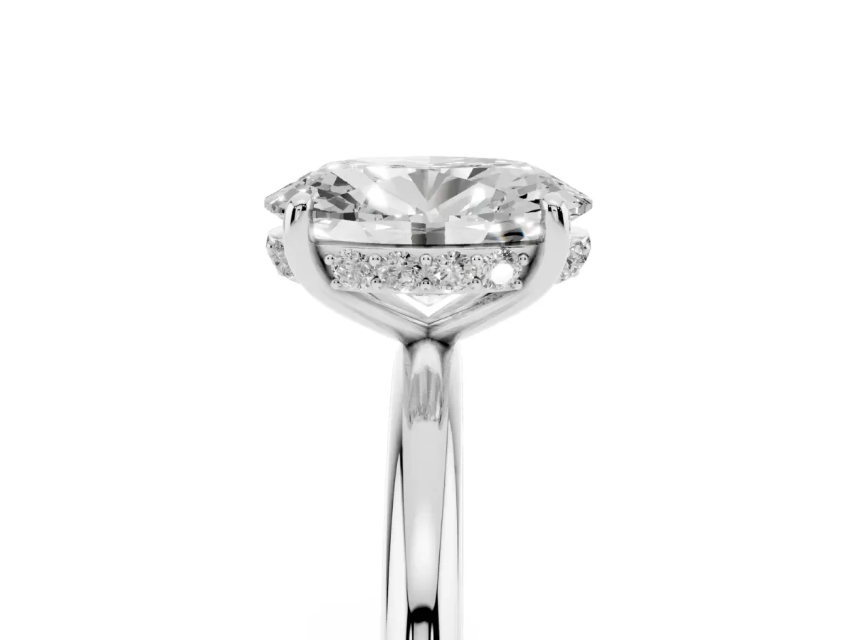 Oval Cut Solitaire Diamond Ring with a Classic Band and Four-Prong Setting Platinum