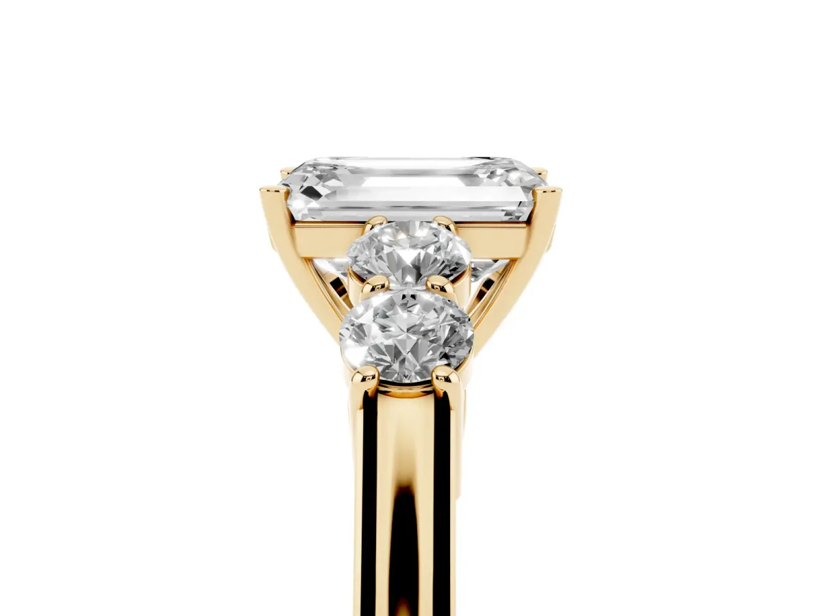 Emerald Cut Cut Diamond Five-Stone Prong Set White Gold Ring Yellow gold