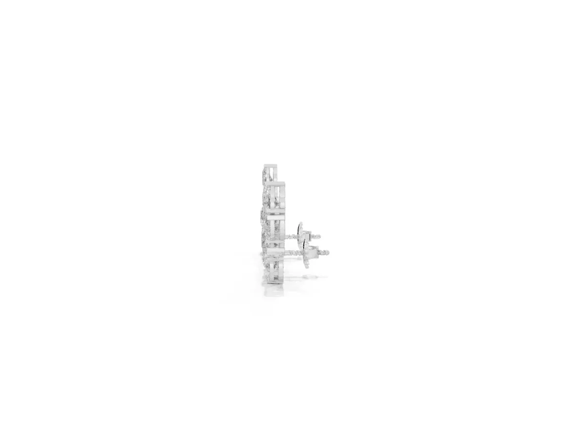 Pear Diamond Curved Cluster Climber Earrings Platinum
