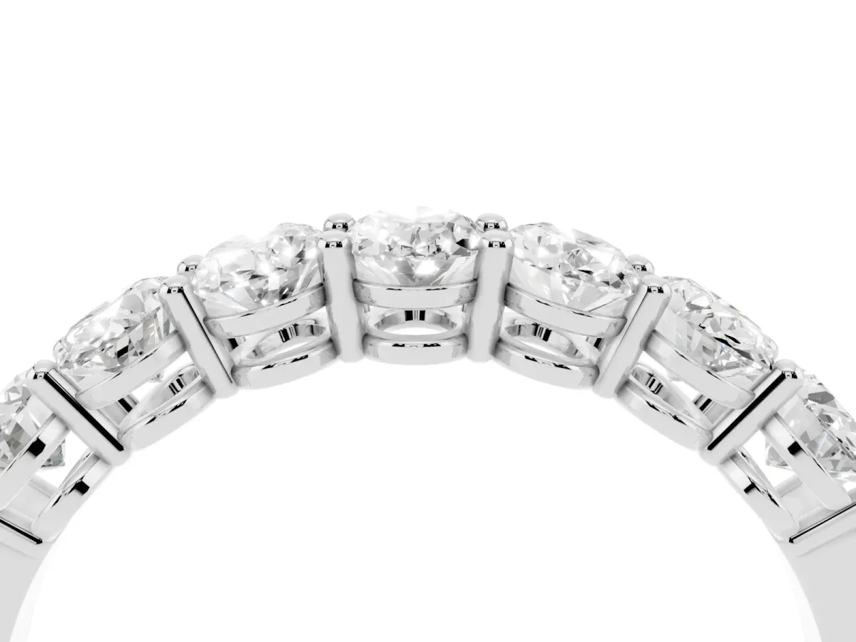 Oval Diamond Shared Prong Eternity Band Platinum