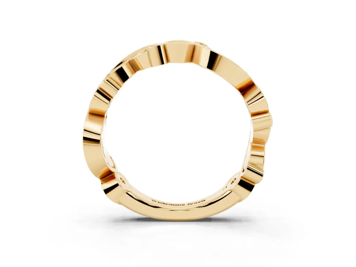 Marquise and Round Diamond Infinity Eternity Band with Bezel Setting Yellow gold