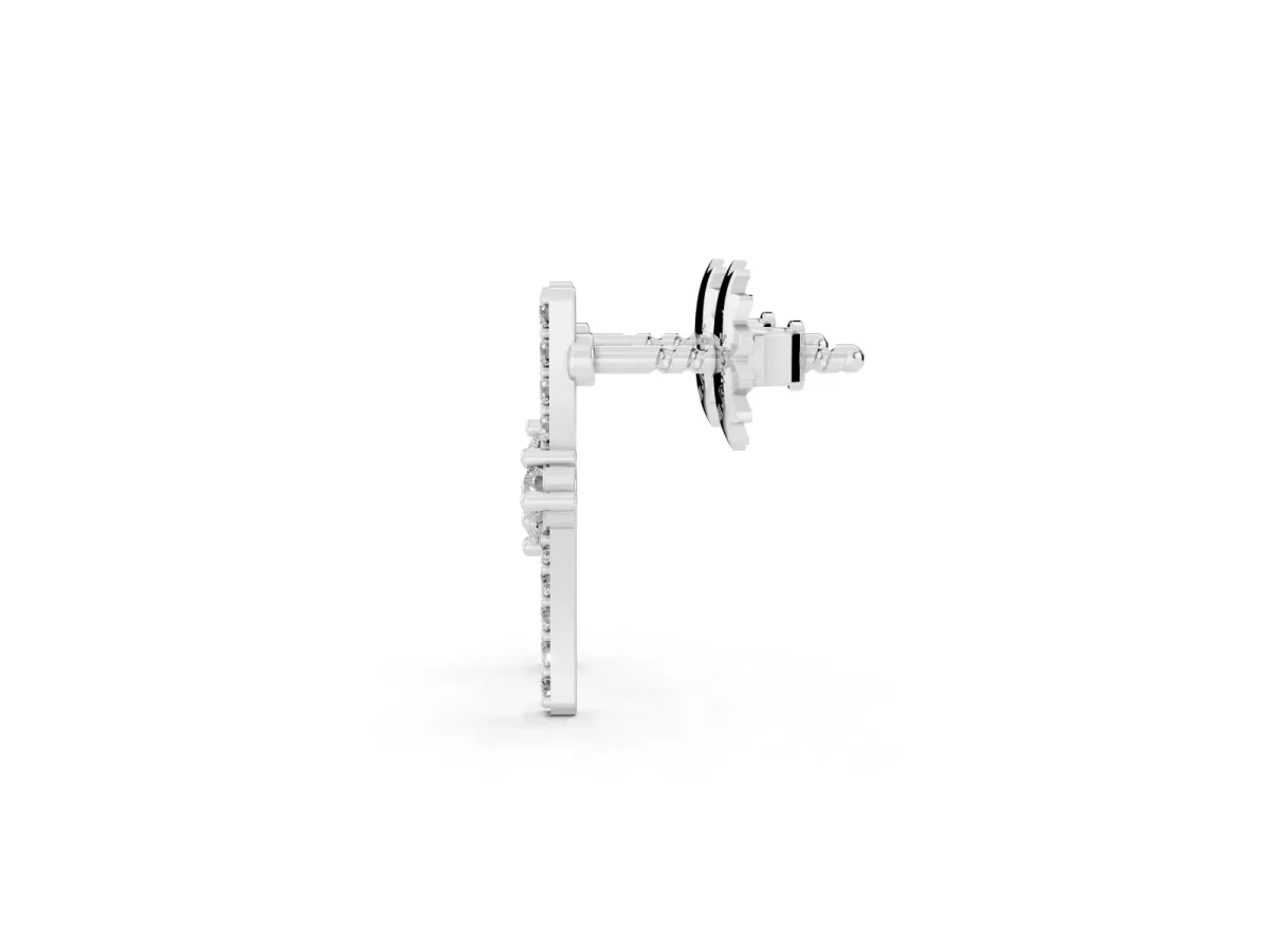 Round Diamond Two Stone Bypass Stud Earrings Silver