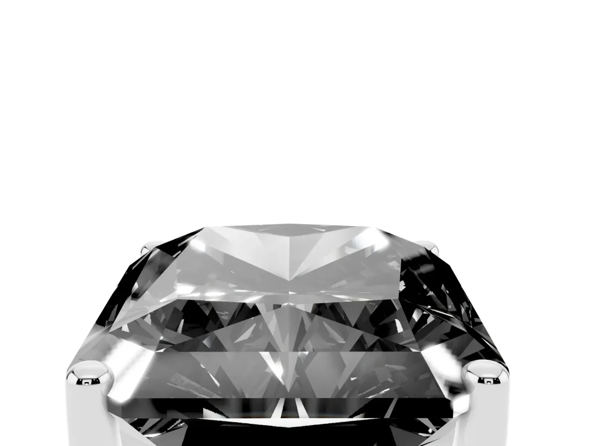 Fancy Black Radiant Cut Cut Diamond Solitaire Engagement Ring with Tapered Plain Band and Four-Prong Setting Silver