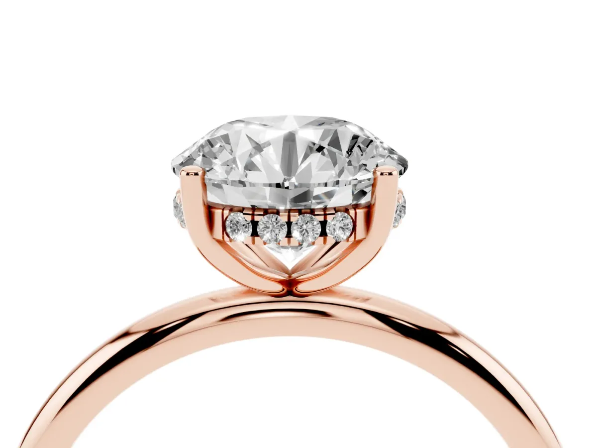 Round Cut Cut Solitaire Engagement Ring with Four-Prong Setting and Classic Band Rose gold
