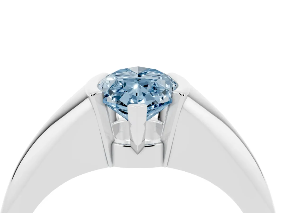Fancy Blue Marquise Cut Solitaire Tension Set Diamond Ring Platinum