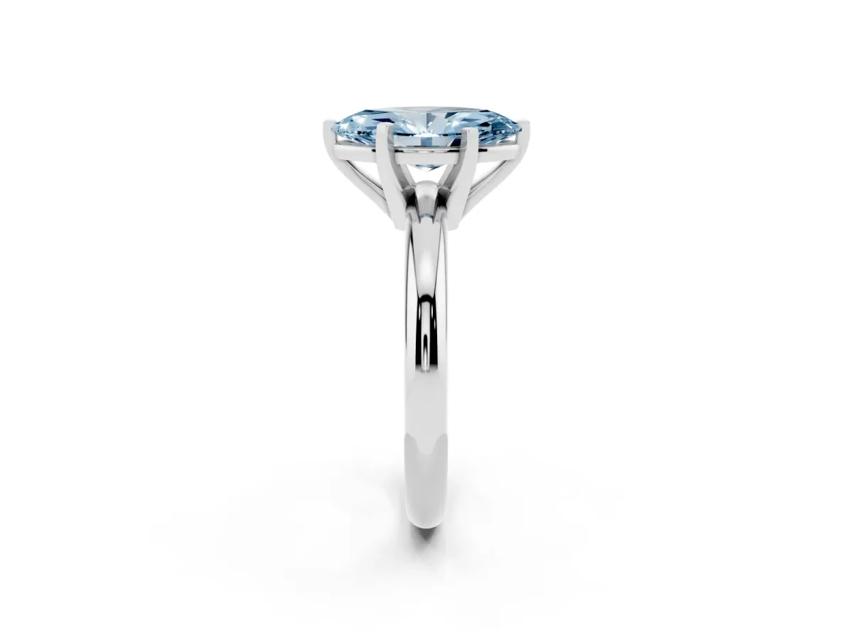 Fancy Blue Marquise Cut Diamond Solitaire Engagement Ring with Round Band and Four-Prong Setting Platinum